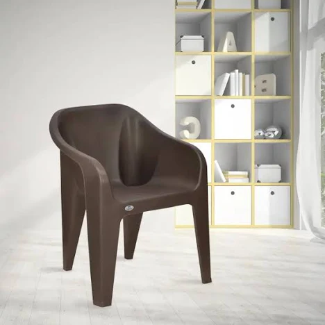plastic chair with armrest high back brown