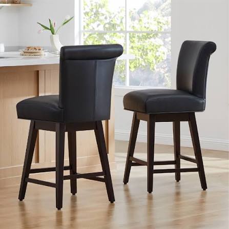 Black Leather Bar Stool Chair